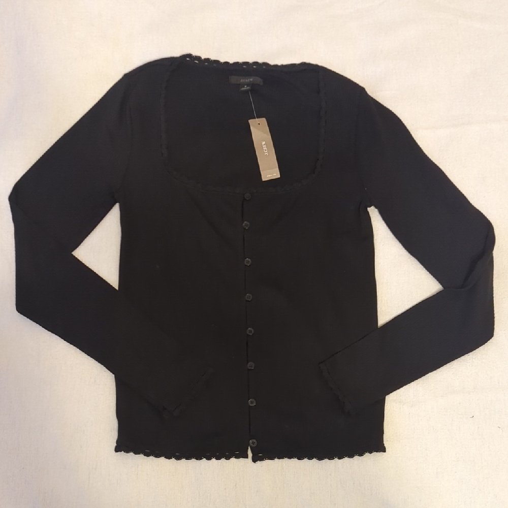 NWT J. Crew Black Long Sleeve Button-Up Cardigan Shirt